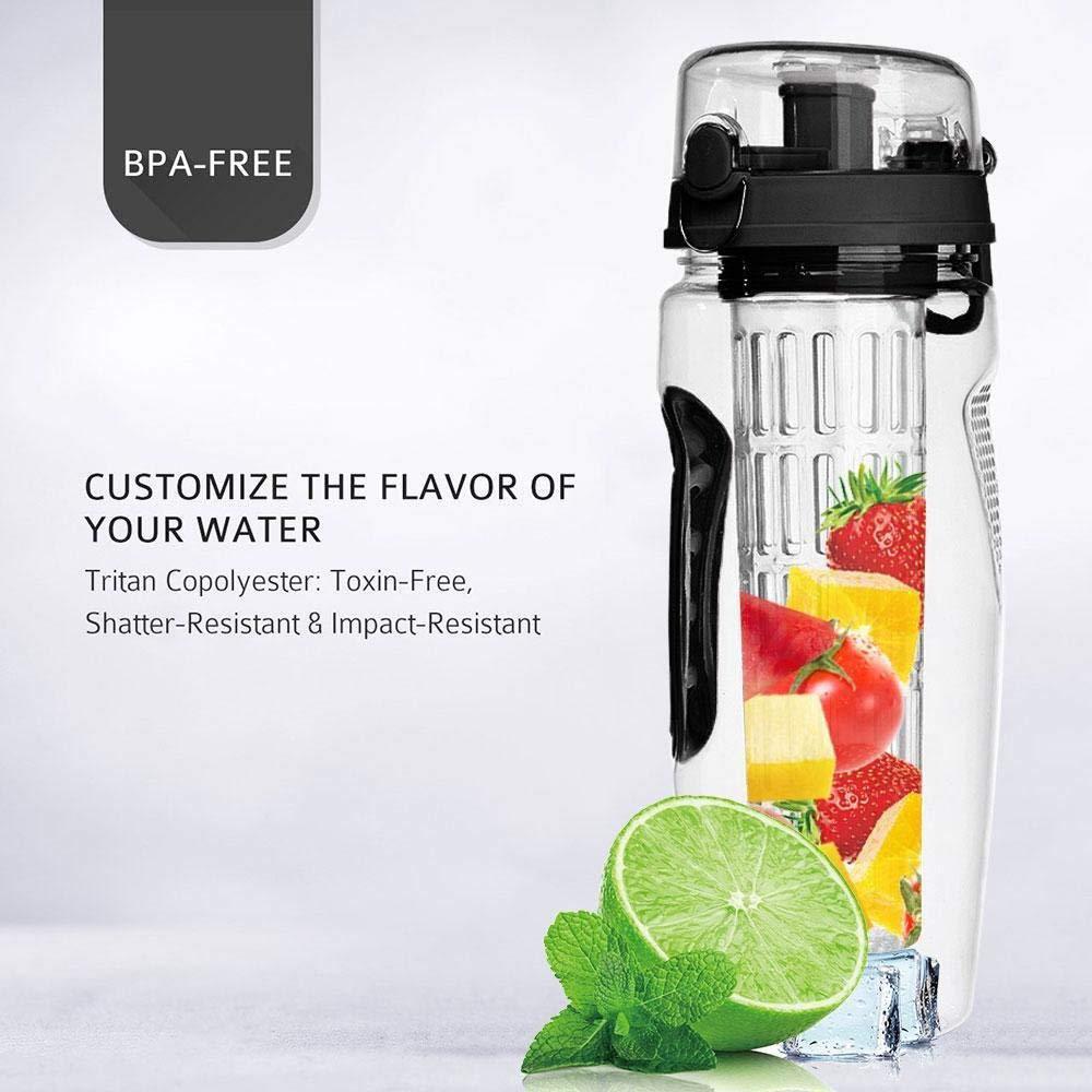 32Oz Fruit Infusing Infuser Water Bottle Water Fruit Bottle BPA Free Plastic Sport Fruit Infuser Water Bottles With Infuser Juice Shaker Drink Bottle Of Water.