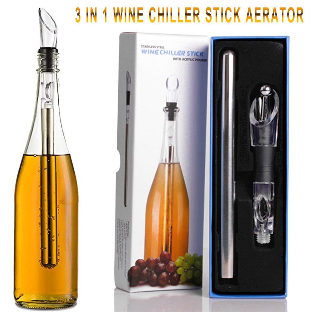 Wine Bottle Cooler Stick Stainless Steel Wine Chilling Rod Leakproof Wine Chiller Beer Beverage Frozening Stick Bar Tools.