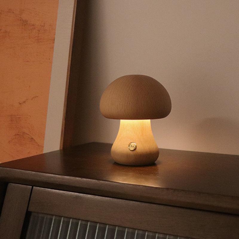 INS Wooden Cute Mushroom LED Night Light With Touch Switch  Bedside Table Lamp For Bedroom Childrens Room Sleeping Night Lamps Home Decor.