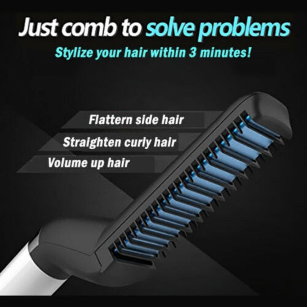 Electric Hair Straightener Brush,Men Quick Beard Straightener Styler Comb,Hair Straightening,Curly Hair Straightening Comb,Side Hair Detangling,Multifunctional Hair Curling Curler.