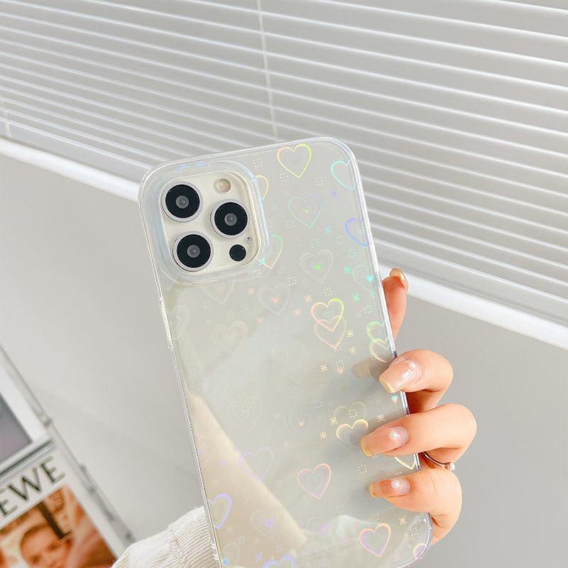 Laser Colorful Love For Double-sided Coated Silicone Phone Case.
