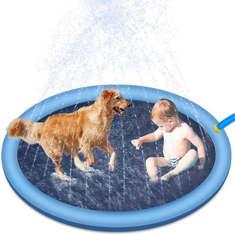 Non-Slip Splash Pad For Kids And Pet Dog Pool Summer Outdoor Water Toys Fun Backyard Fountain Play Mat.