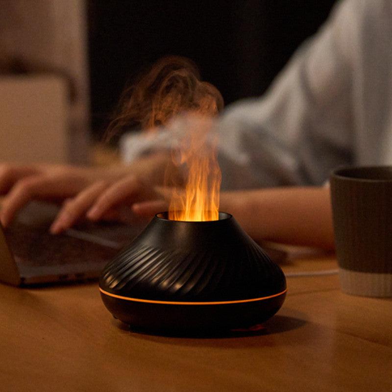 Newest RGB Flame Aroma Diffuser 130Ml 3d Colorful Flame Humidifier Fire Volcano Diffuser Flame.