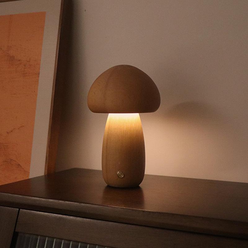 INS Wooden Cute Mushroom LED Night Light With Touch Switch  Bedside Table Lamp For Bedroom Childrens Room Sleeping Night Lamps Home Decor.