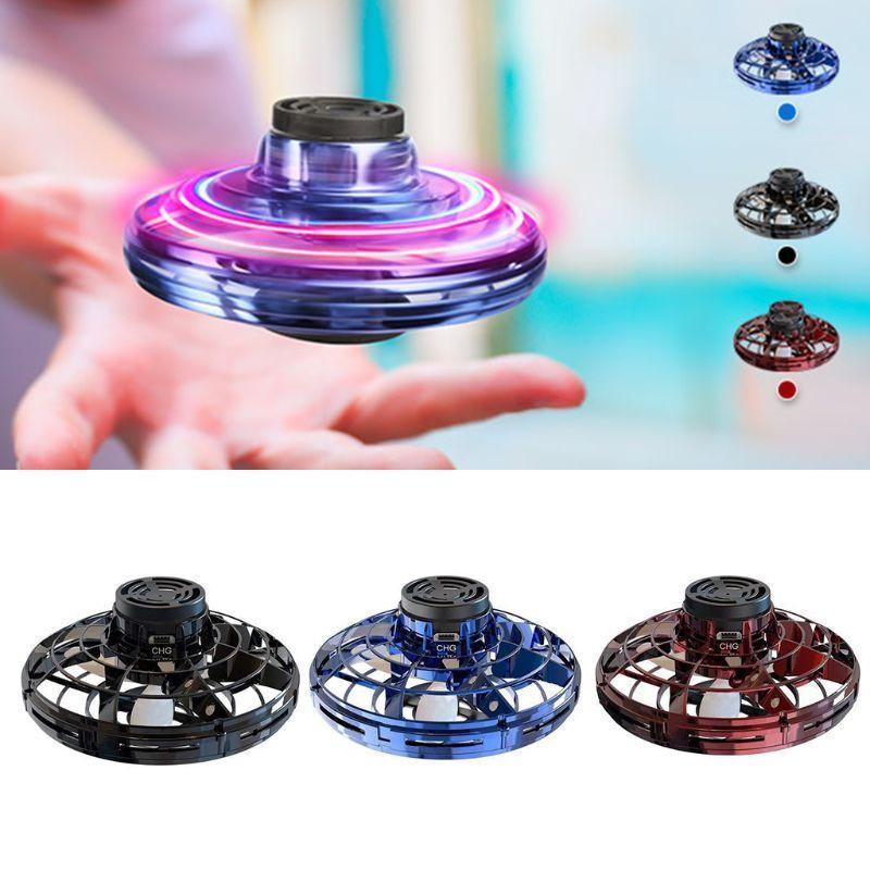Mini Fingertip Gyro Interactive Decompression Toy Drone LED UFO Type Flying Helicopter Spinner Toy Kids.