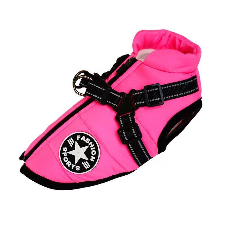 Waterproof Dog Clothes Winter Dog Coat With Harness Warm Pet Clothing Big Dog Jacket Chihuahua Labrador Coat Costume.