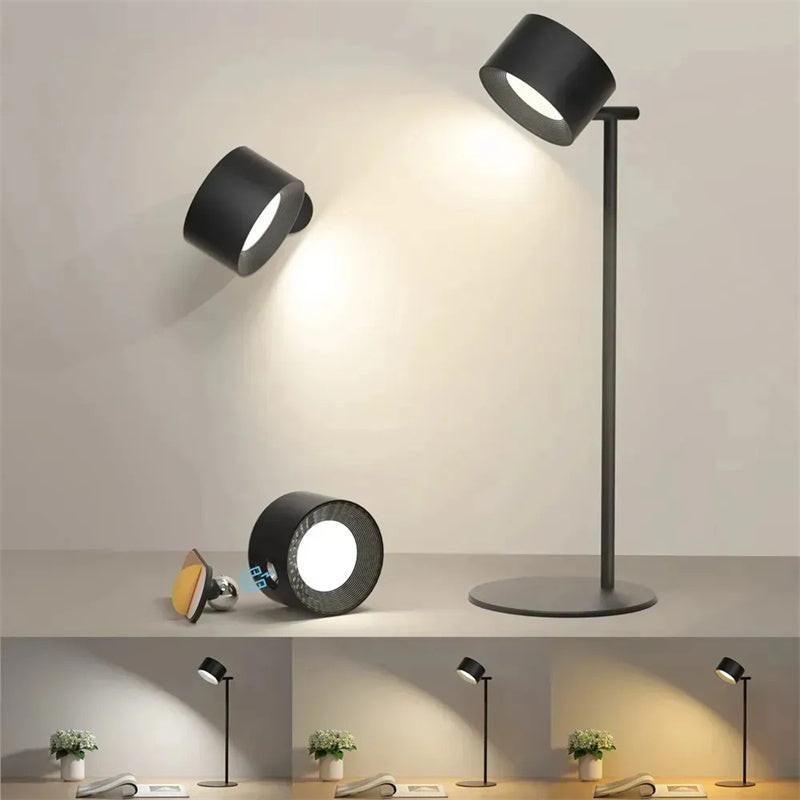 Magnetic Touchable LED USB Rechargeable Table Lamp 360 Rotate Cordless Remote Control Desk Lights Home Bedroom Wall Night Lamp.