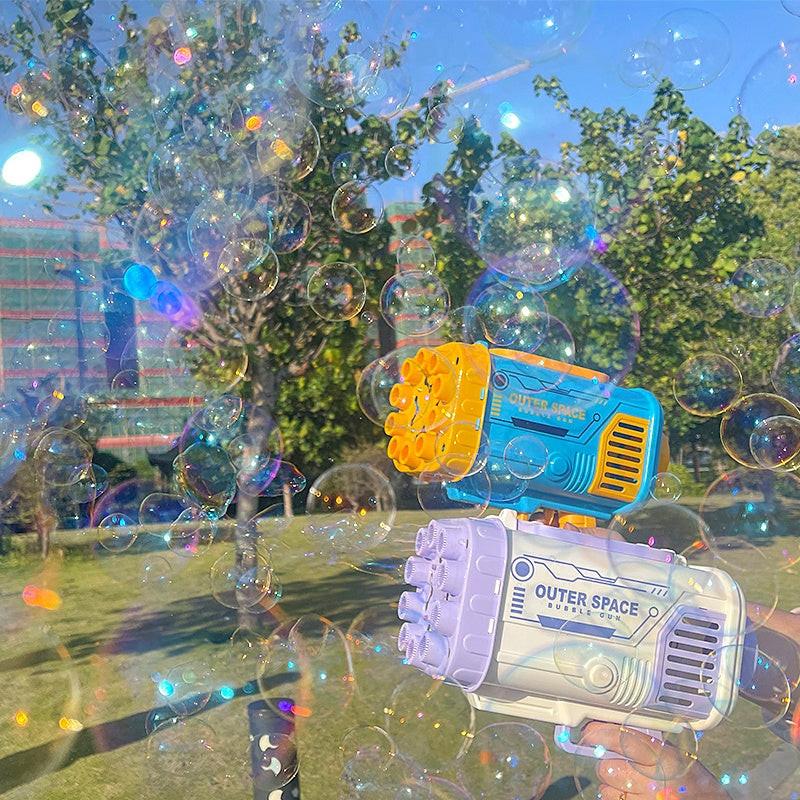 Bubble Gun Rocket 69 Holes Soap Bubbles Machine Gun Shape Automatic Blower With Light Toys For Kids Pomperos.