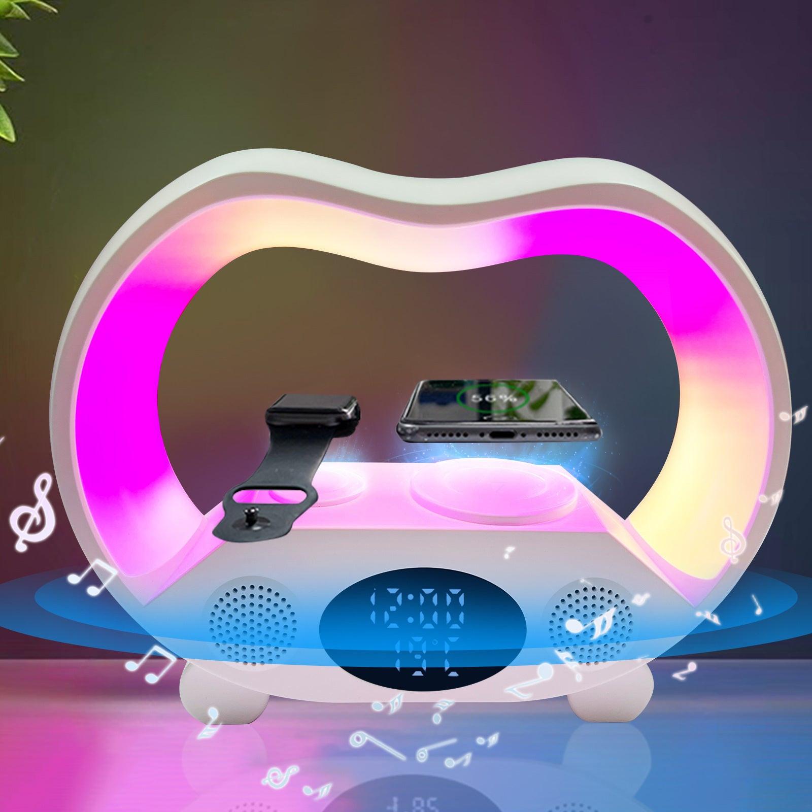 2024 New 6 In 1 Smart Remote Control Bluetooth-compatible Ambience Intelligent LED Table Lamp Multi-function Wireless Charger Night Light Bluetooth-compatible Speaker.