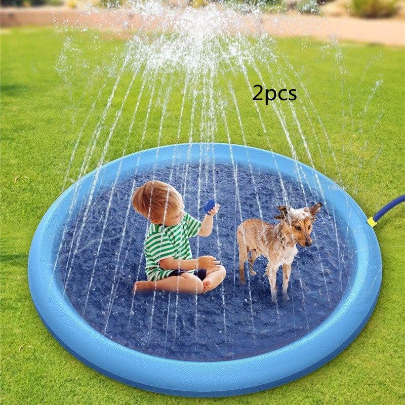 Non-Slip Splash Pad For Kids And Pet Dog Pool Summer Outdoor Water Toys Fun Backyard Fountain Play Mat.