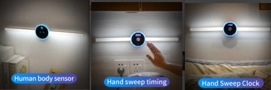 Smart Cabinet Light Clock Timing Sensor Light Removable LED Wardrobe Light Human Body Sensor Light.