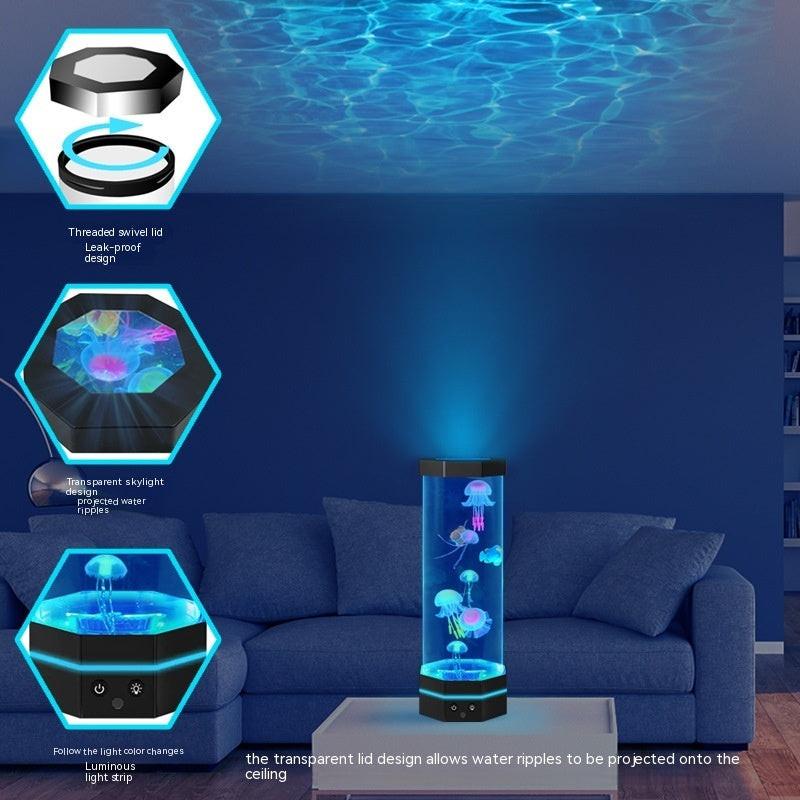 Jellyfish Lava Lamp 17 Colors Changing 15inch Jellyfish Lamp With Remote Control USB Plug-in Bubble Fish Lamp Kids Night Light Creative Projector Lamp Home Decor.