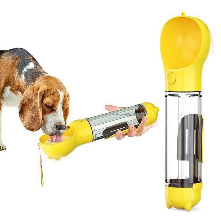 300 500ml Portable Multifunction Dog Water Bottle Food Feeder For Big Dogs 3 In 1 Poop Dispenser Puppy Pet Travel Drinking Bowls.