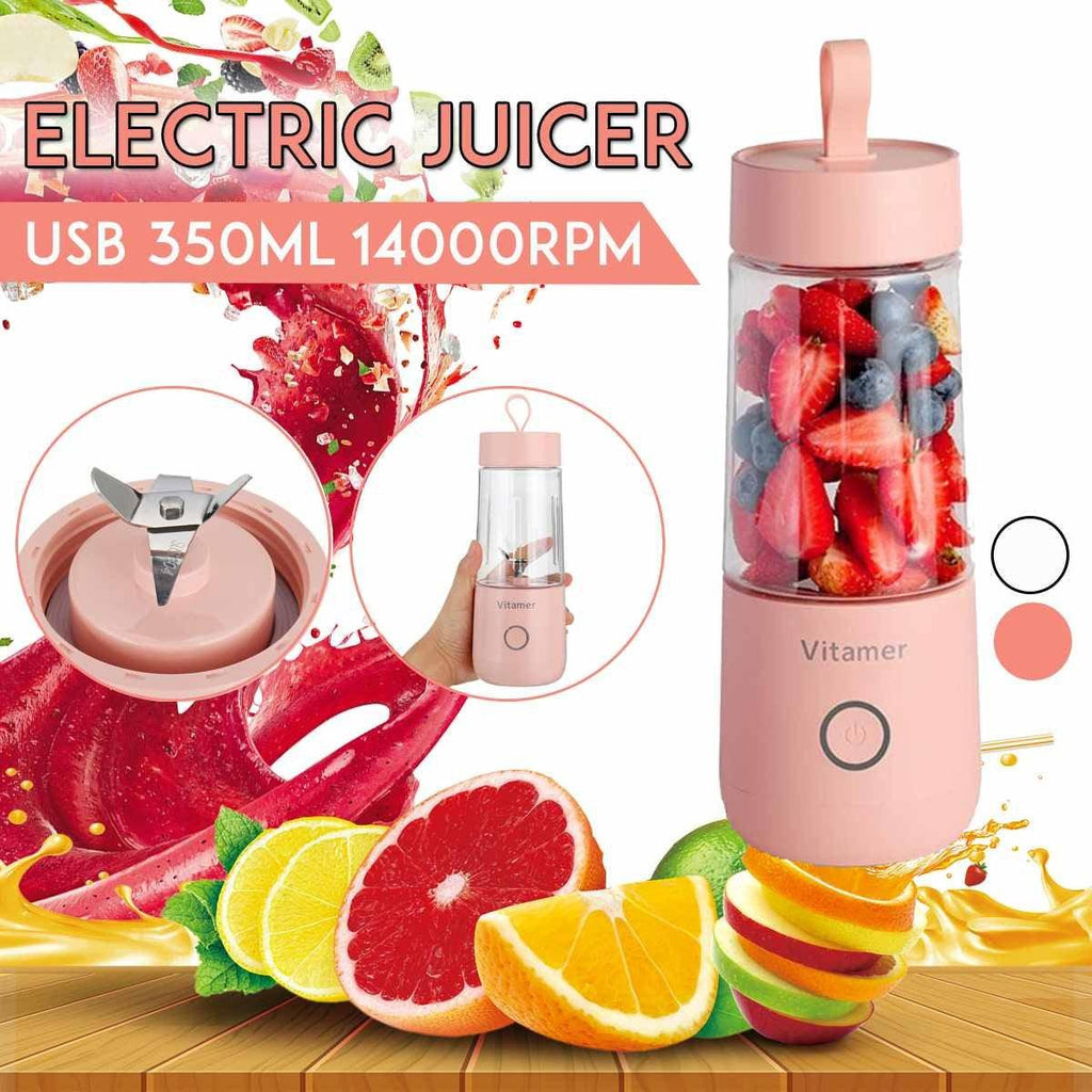 350ml Portable Blender Juicer Electric USB Rechargeable Mixer Smoothie Slushy Cup Juice Blender Bottle USB Charging Kitchen Gadgets.