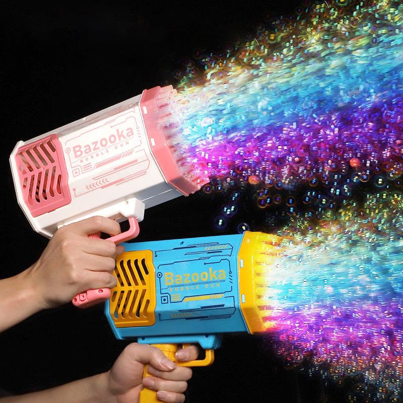Bubble Gun Rocket 69 Holes Soap Bubbles Machine Gun Shape Automatic Blower With Light Toys For Kids Pomperos.