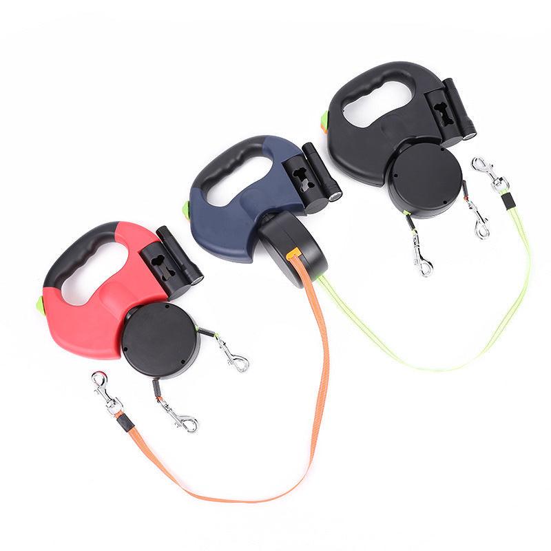 Retractable Dog Leash For Small Dogs Reflective Dual Pet Leash Lead 360 Swivel No Double Dog Walking Leash With Lights Pet Products.