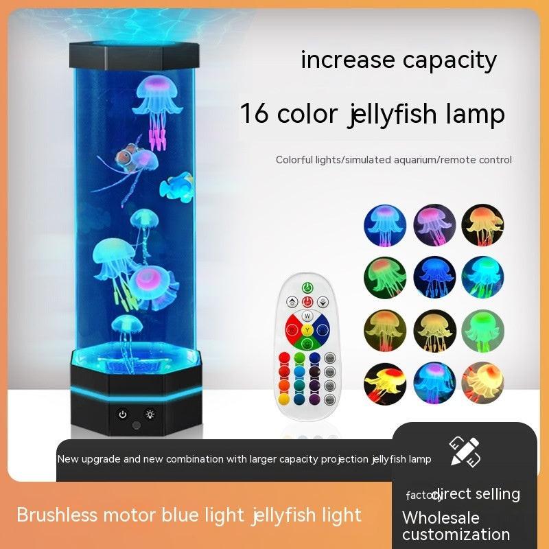 Jellyfish Lava Lamp 17 Colors Changing 15inch Jellyfish Lamp With Remote Control USB Plug-in Bubble Fish Lamp Kids Night Light Creative Projector Lamp Home Decor.