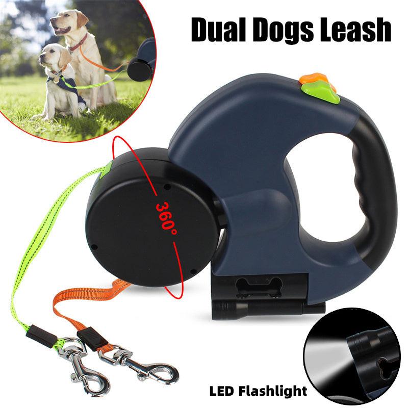 Retractable Dog Leash For Small Dogs Reflective Dual Pet Leash Lead 360 Swivel No Double Dog Walking Leash With Lights Pet Products.