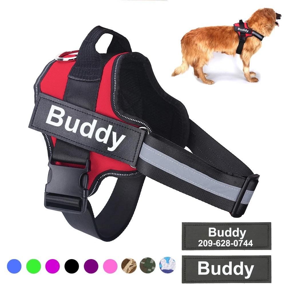 Personalized Dog Harness NO PULL Reflective Breathable Adjustable Pet Harness Vest For Small Large Dog Custom Patch Pet Supplies.