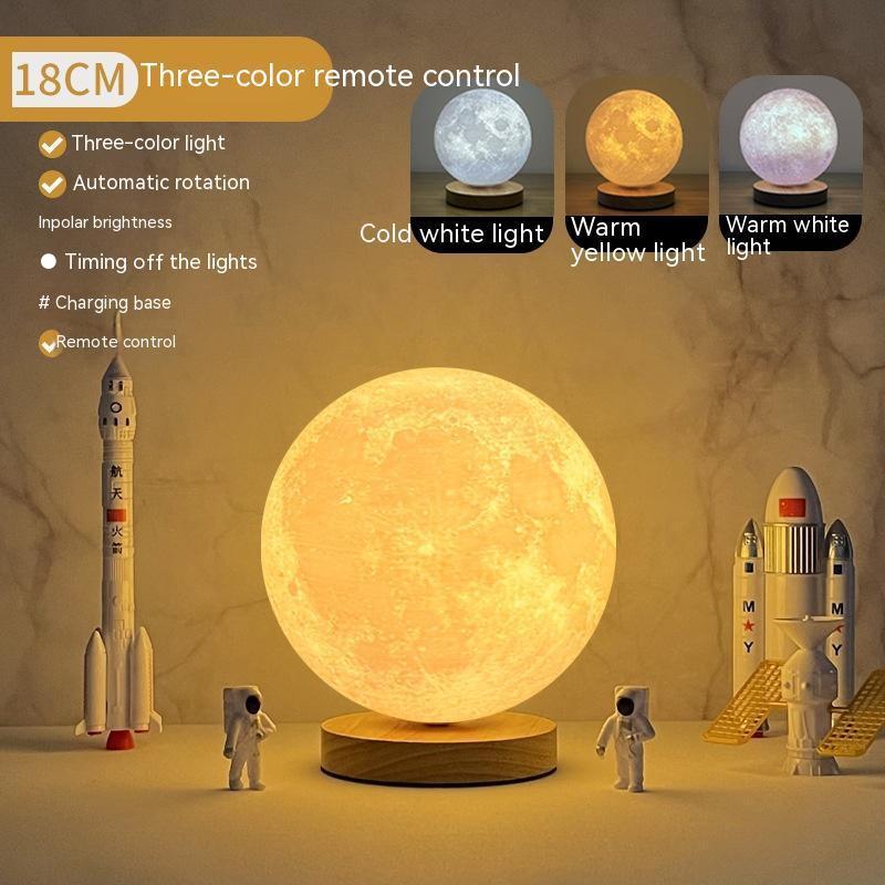 Creative 3D Magnetic Floating Levitating Moon Lamp Touch Control 3 Color Moon Light Lunar Night Light For Home Office Room Decor.
