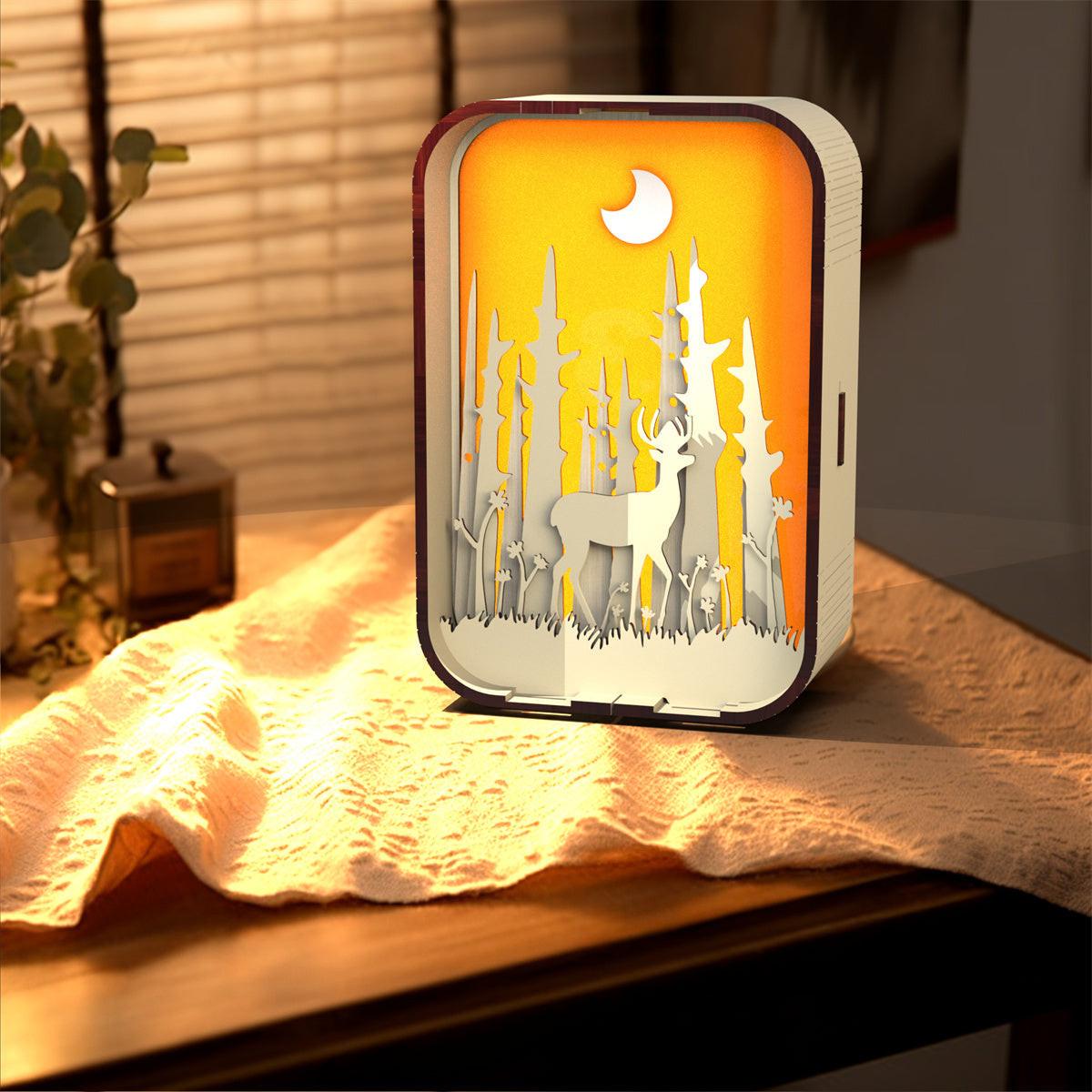Woodcarving Light Creative Gift Minimalist Bedside Night Light Decoration Desktop Decoration Birthday Gift.