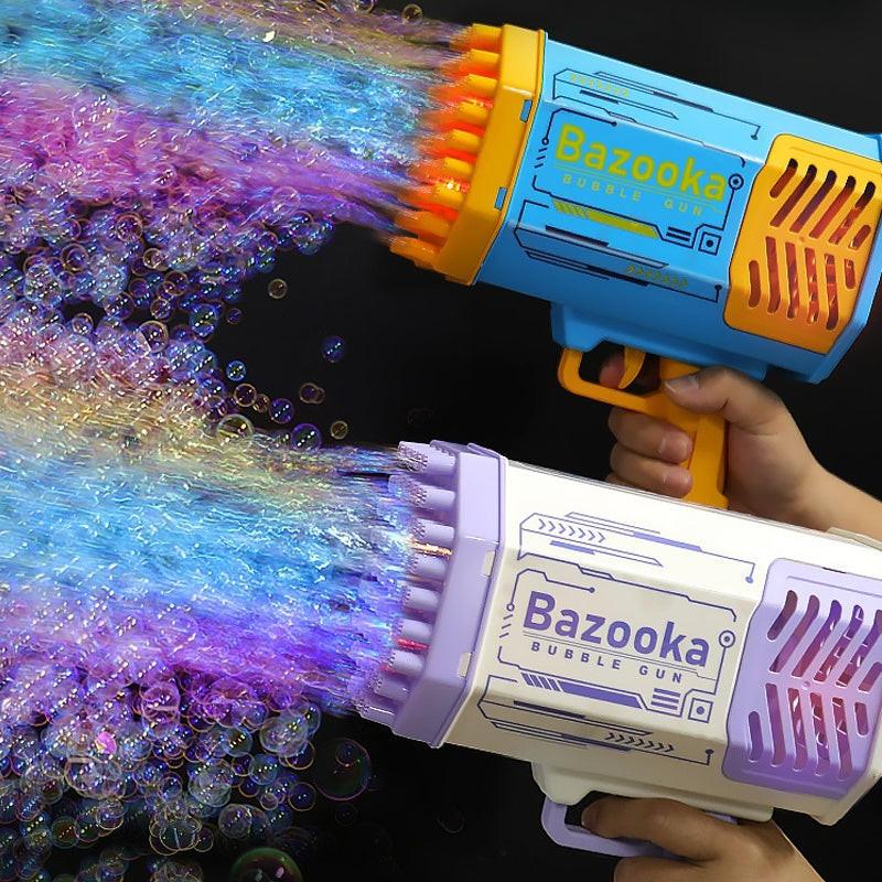Bubble Gun Rocket 69 Holes Soap Bubbles Machine Gun Shape Automatic Blower With Light Toys For Kids Pomperos.