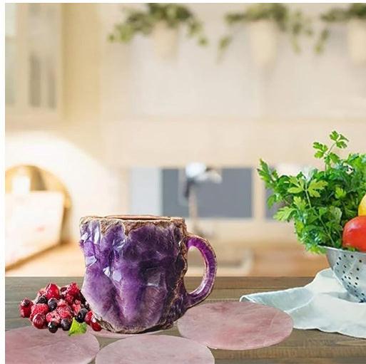 400ml Resin Mineral Crystal Coffee Mugs With Handles Elegant Fake Mineral Crystal Cup For Workplace Home Decor Christmas Gift Kitchen Gadgets.