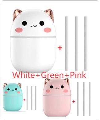 Air Humidifier Cute Cat Ultra-Silent USB Office Household Bedroom Car Aromatherapy Air Purifier With Led Cool Mist Spray.