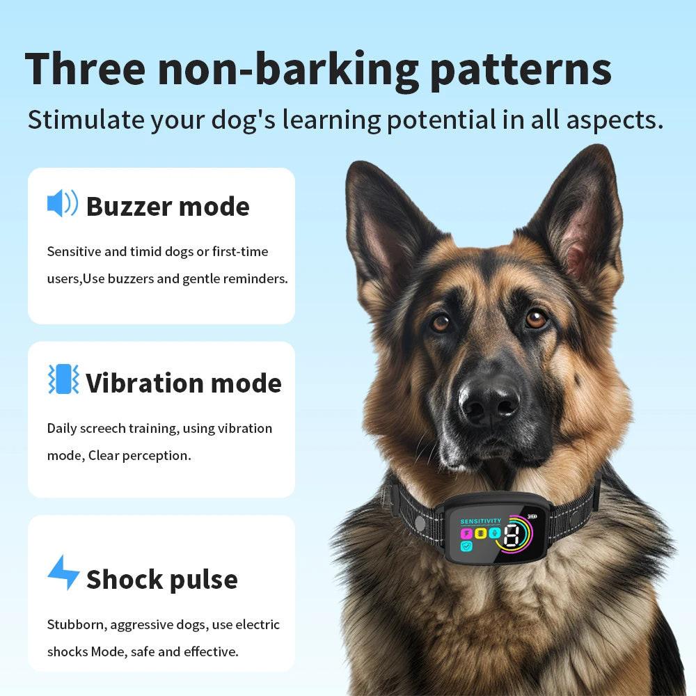Smart Automatic Anti Barking Dog Collar Rechargeable Bark Stopper Stop Barking HD Digital Display IP67 Waterproof Collar For Dogs Pet Products.