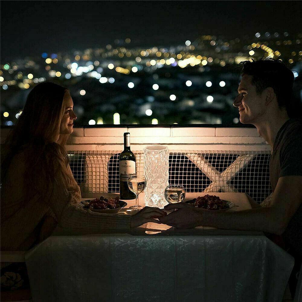 LED Crystal Table Lamp Diamond Rose Night Light Touch Atmosphere &Remote Control.