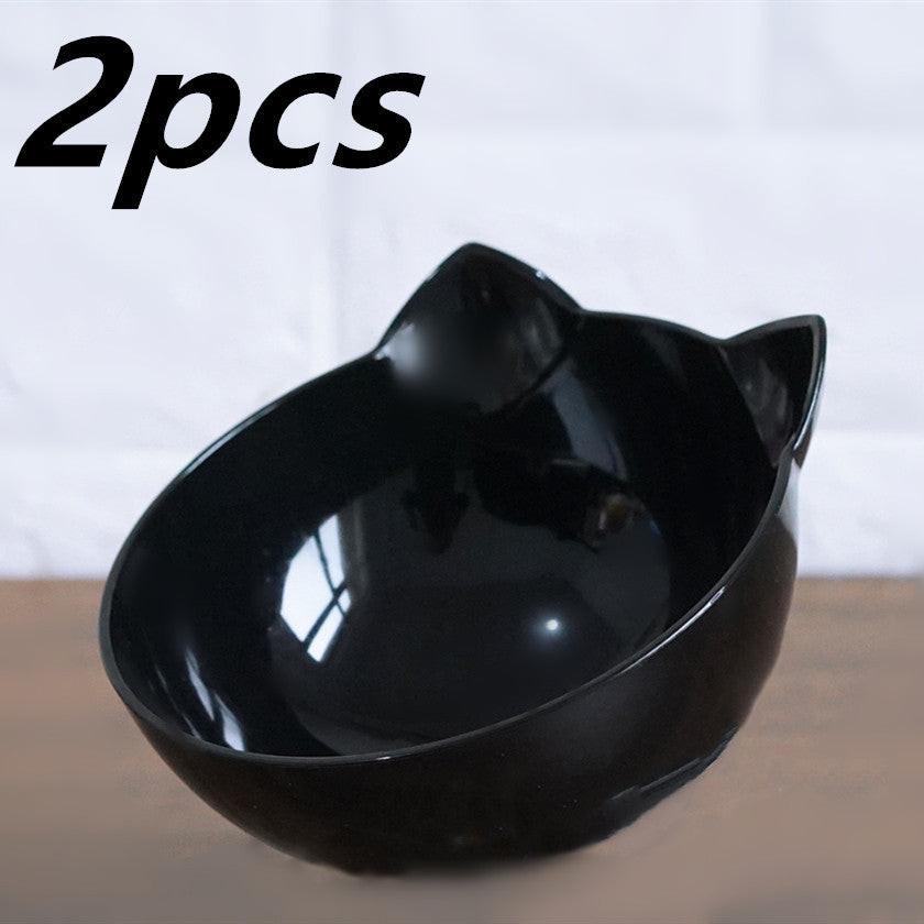 New Inclined Food Cat Ear Oblique Mouth Transparent Single Pet Bowl.