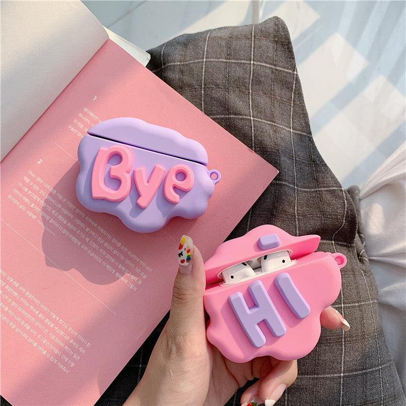 AirPod 2 Case 3D HI BYE Cloud Letter Cartoon Soft Silicone Wireless Earphone Cases For   Airpods Case Cute Cover.