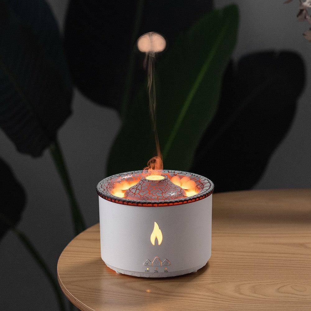New Creative Ultrasonic Essential Oil Humidifier Volcano Aromatherapy Machine Spray Jellyfish Air Flame Humidifier Diffuser.