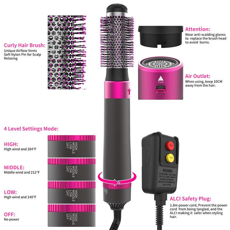 Professional 5 In 1 Hair Dryer Brush Dryer And Straightening Brush Electric Hair Styling Tool Automatic Hair Curler Beauty Supplies Gadgets.