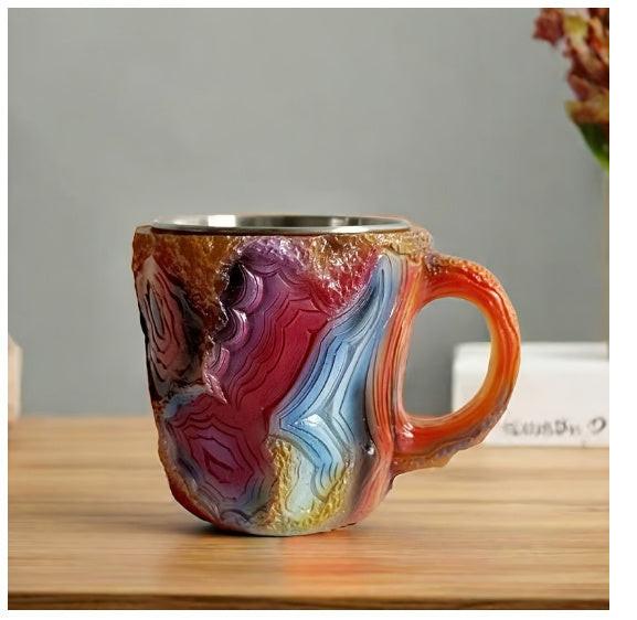 400ml Resin Mineral Crystal Coffee Mugs With Handles Elegant Fake Mineral Crystal Cup For Workplace Home Decor Christmas Gift Kitchen Gadgets