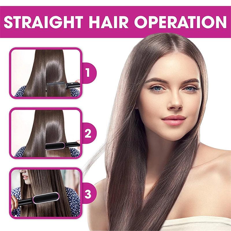 New 2 In 1 Hair Straightener Hot Comb Negative Ion Curling Tong Dual-purpose Electric Hair Brush.