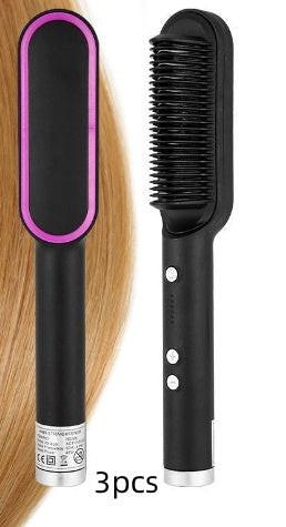 New 2 In 1 Hair Straightener Hot Comb Negative Ion Curling Tong Dual-purpose Electric Hair Brush.