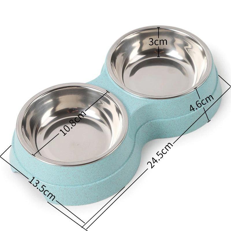 Double Pet Bowls Dog Food Water Feeder Stainless Steel Pet Drinking Dish Feeder Cat Puppy Feeding Supplies Small Dog Accessories.