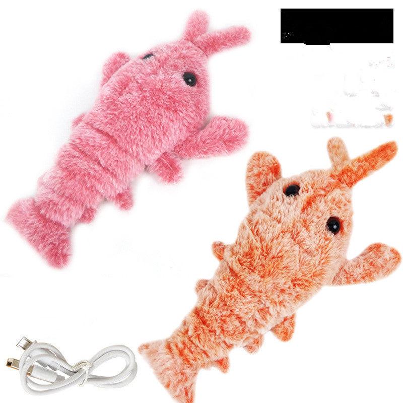 Pet Toys Electric Jumping Shrimp USB Charging Simulation Lobster Funny Cat Plush Pets Toy.