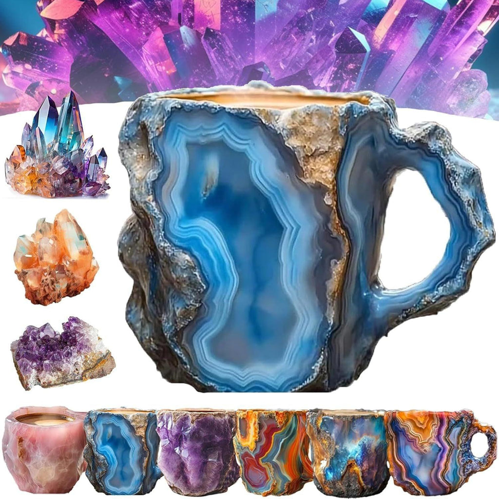 400ml Resin Mineral Crystal Coffee Mugs With Handles Elegant Fake Mineral Crystal Cup For Workplace Home Decor Christmas Gift Kitchen Gadgets.
