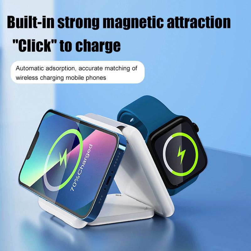 Folding Magnetic Suction Wireless Charger 3-in-1.