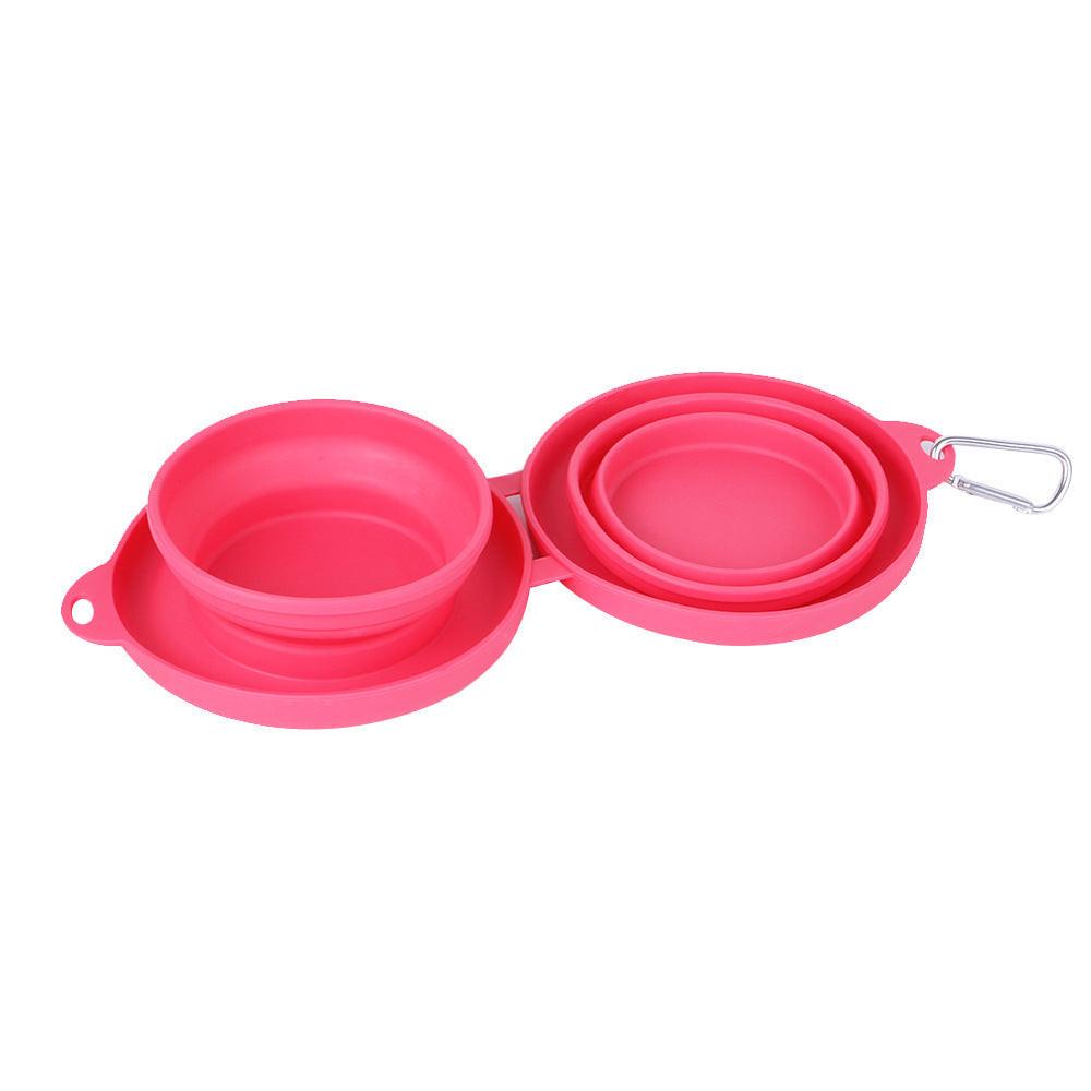 Rubber Foldable Double Bowl Pet Feeding Bowl Pets Supplies Dog Cat Bowls.