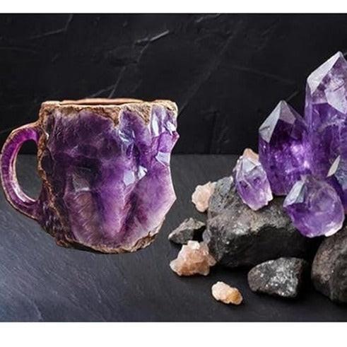 400ml Resin Mineral Crystal Coffee Mugs With Handles Elegant Fake Mineral Crystal Cup For Workplace Home Decor Christmas Gift Kitchen Gadgets.