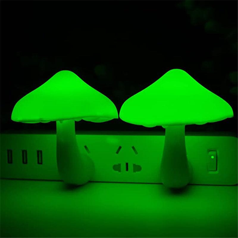 LED Night Light Mushroom Wall Socket Lamp EU US Plug Warm White Light-control Sensor Bedroom Light Home Decoration.