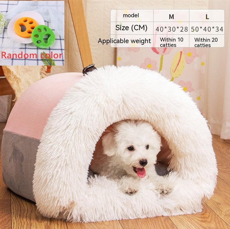 New Splice Portable Pet Nest Portable Autumn And Winter Warm Dog Nest Moisture-proof Long Fur Cat Nest Cross Border Pet Nest.