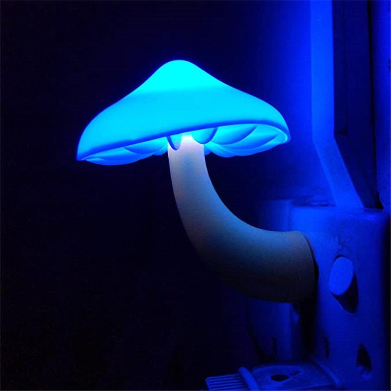 LED Night Light Mushroom Wall Socket Lamp EU US Plug Warm White Light-control Sensor Bedroom Light Home Decoration.