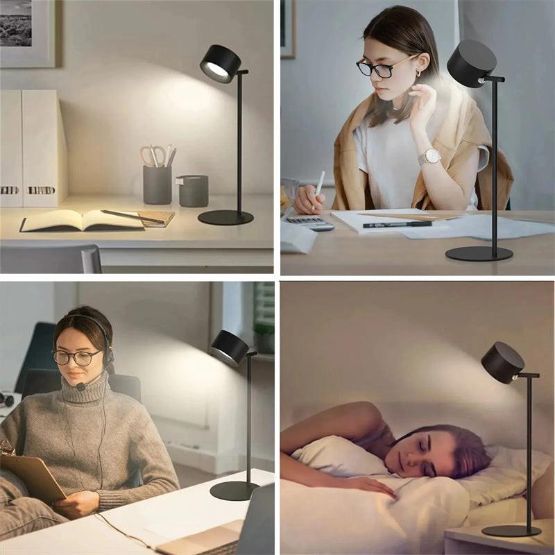 Magnetic Touchable LED USB Rechargeable Table Lamp 360 Rotate Cordless Remote Control Desk Lights Home Bedroom Wall Night Lamp.
