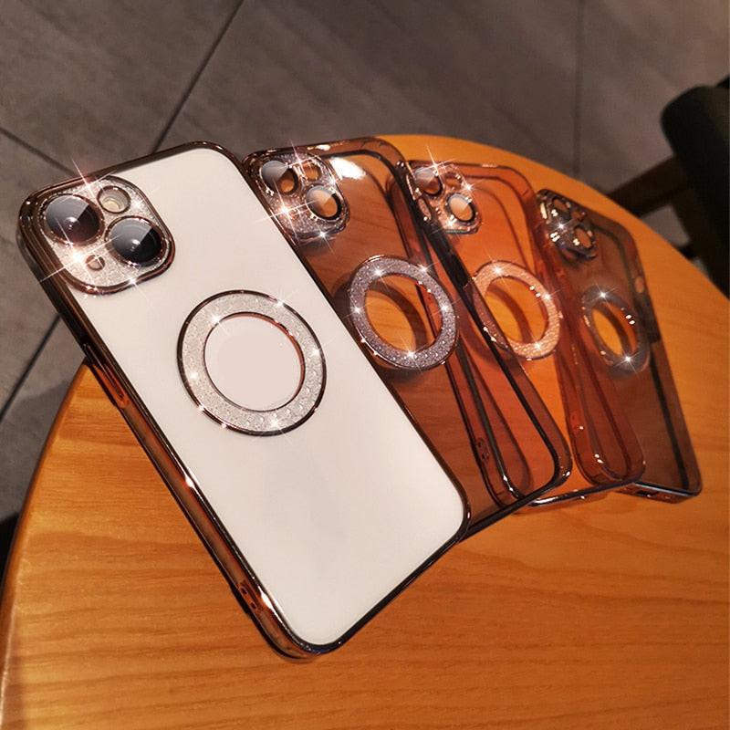 Electroplating Soft Diamond Ring Phone Case Drill Leakage Standard Mobile Phone Case Lens Film.