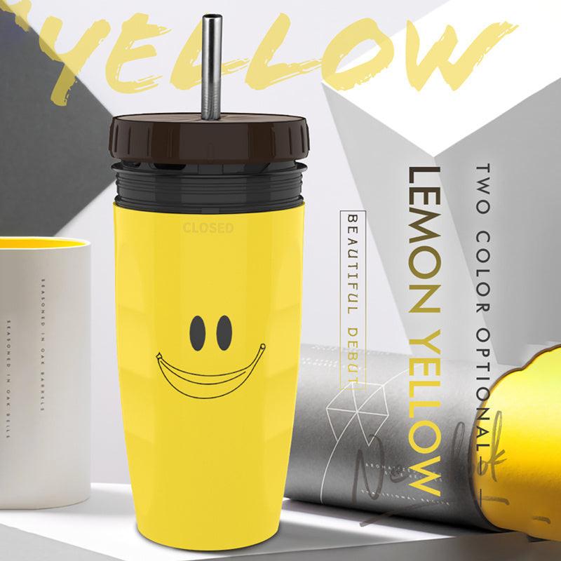 No Cover Twist Cup Travel Portable Cup Double Insulation Tumbler Straw Sippy Water Bottles Portable For Children Adults.