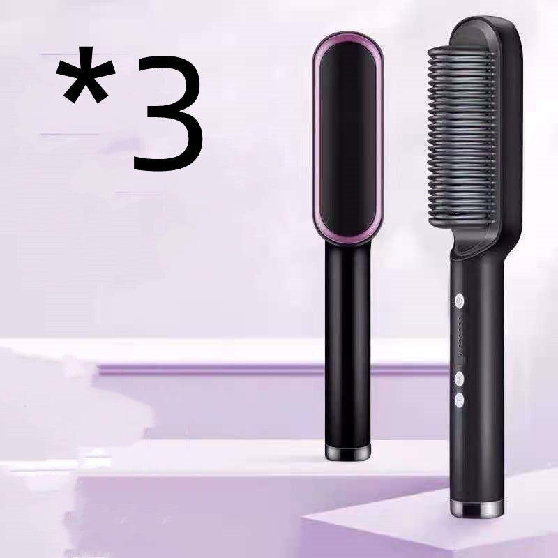 New 2 In 1 Hair Straightener Hot Comb Negative Ion Curling Tong Dual-purpose Electric Hair Brush.